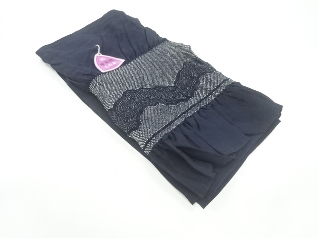 未使用品　正絹　絞り青海波模様男物兵児帯